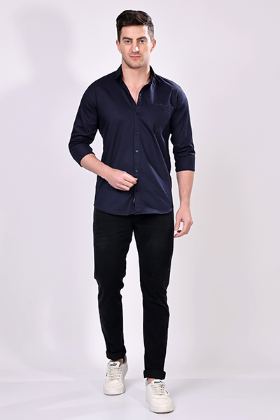 MENS PLAIN NAVY BLUE SHIRT